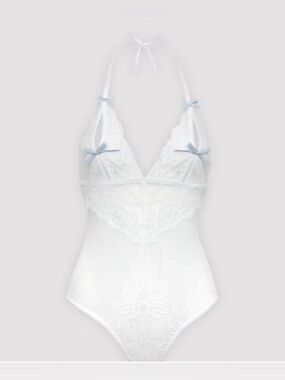 Lovehoney Peek-A-Boo White Lace & Mesh Teddy Queen O/S NWT
